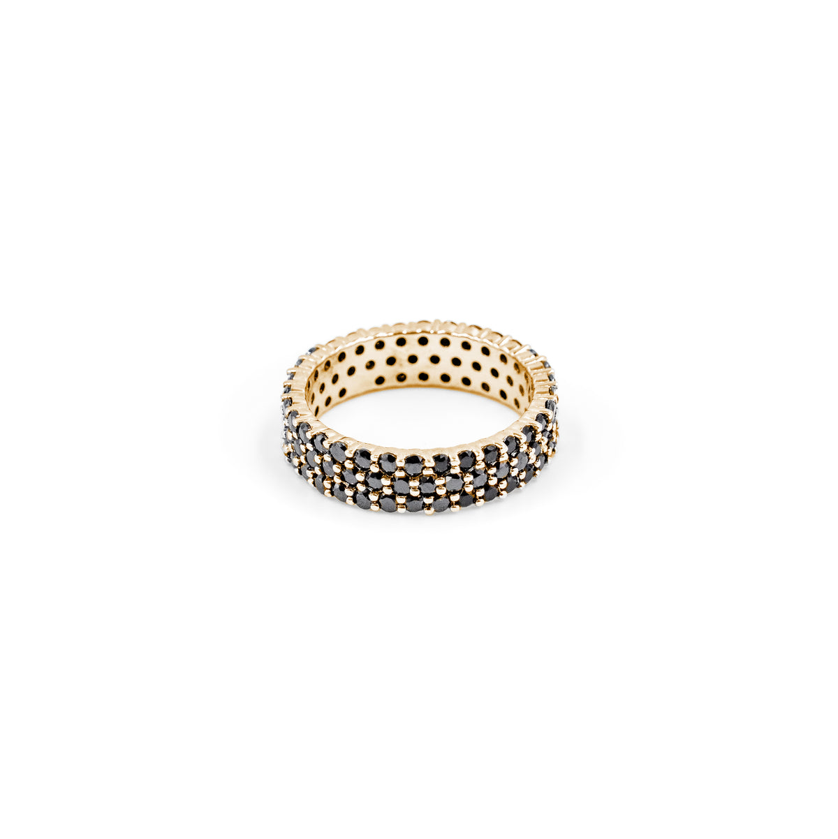 Bold 3-layer black diamond band ring in gold, a standout fine jewelry piece perfect for making a statement.