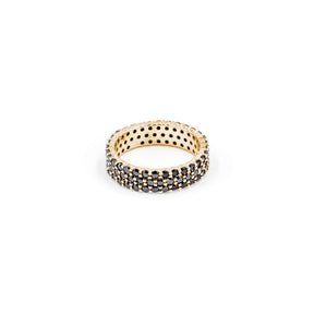 Bold 3-layer black diamond band ring in gold, a standout fine jewelry piece perfect for making a statement.