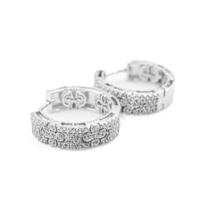 Close-up view of the Paved Diamond Earrings in 925 silver, focusing on the intricate paved setting and the dazzling diamonds.