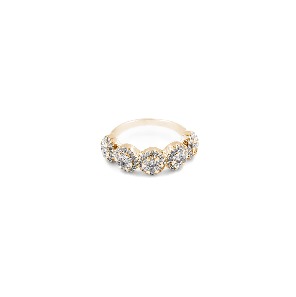 "A luxurious fine jewelry big five diamond ring in gold, showcasing five large diamonds set in an eye-catching arrangement for a bold and sophisticated look.