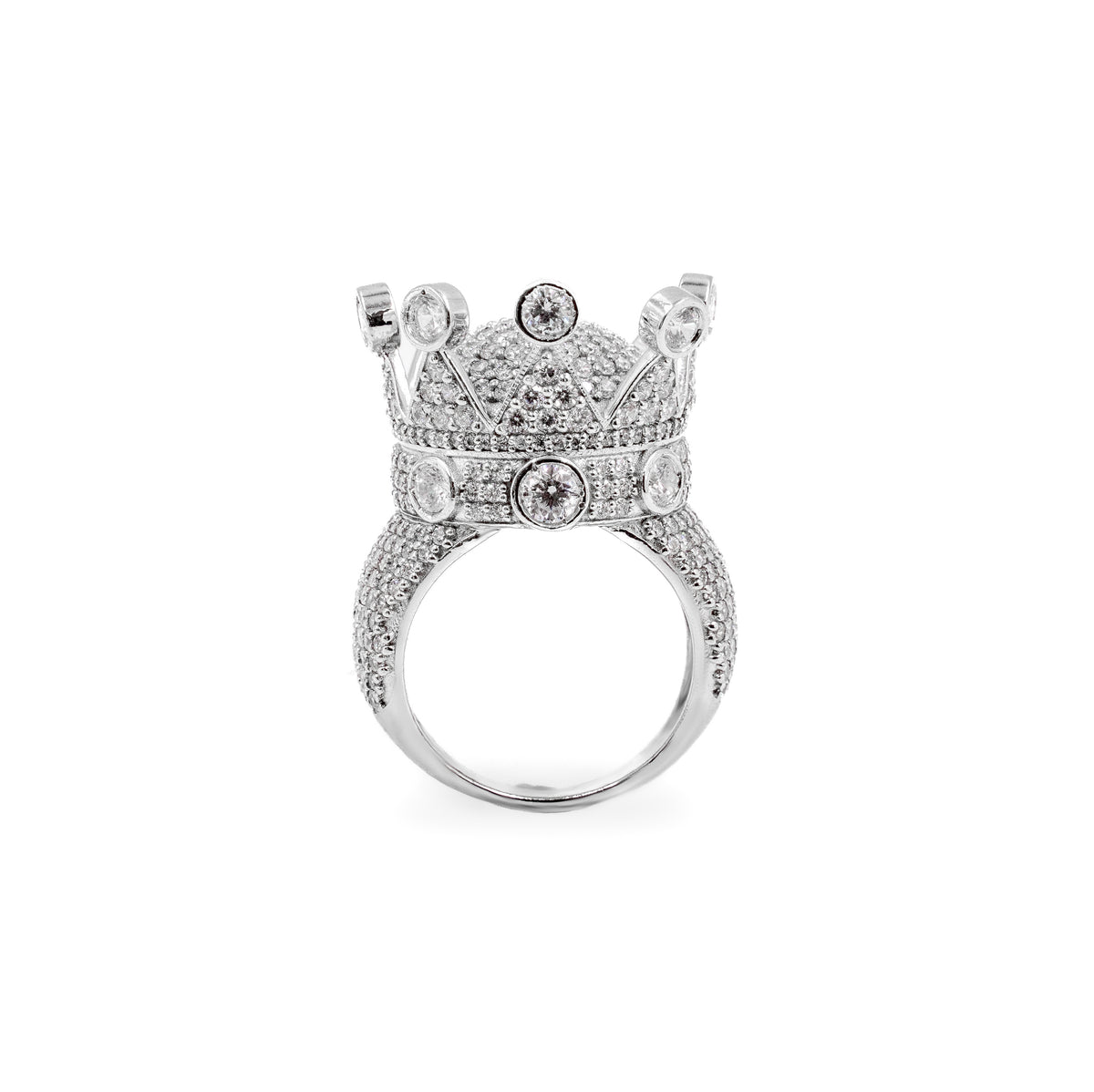 A fine jewelry crown diamond ring crafted from 925 sterling silver, featuring an intricate crown-inspired design adorned with sparkling diamonds for a royal touch.