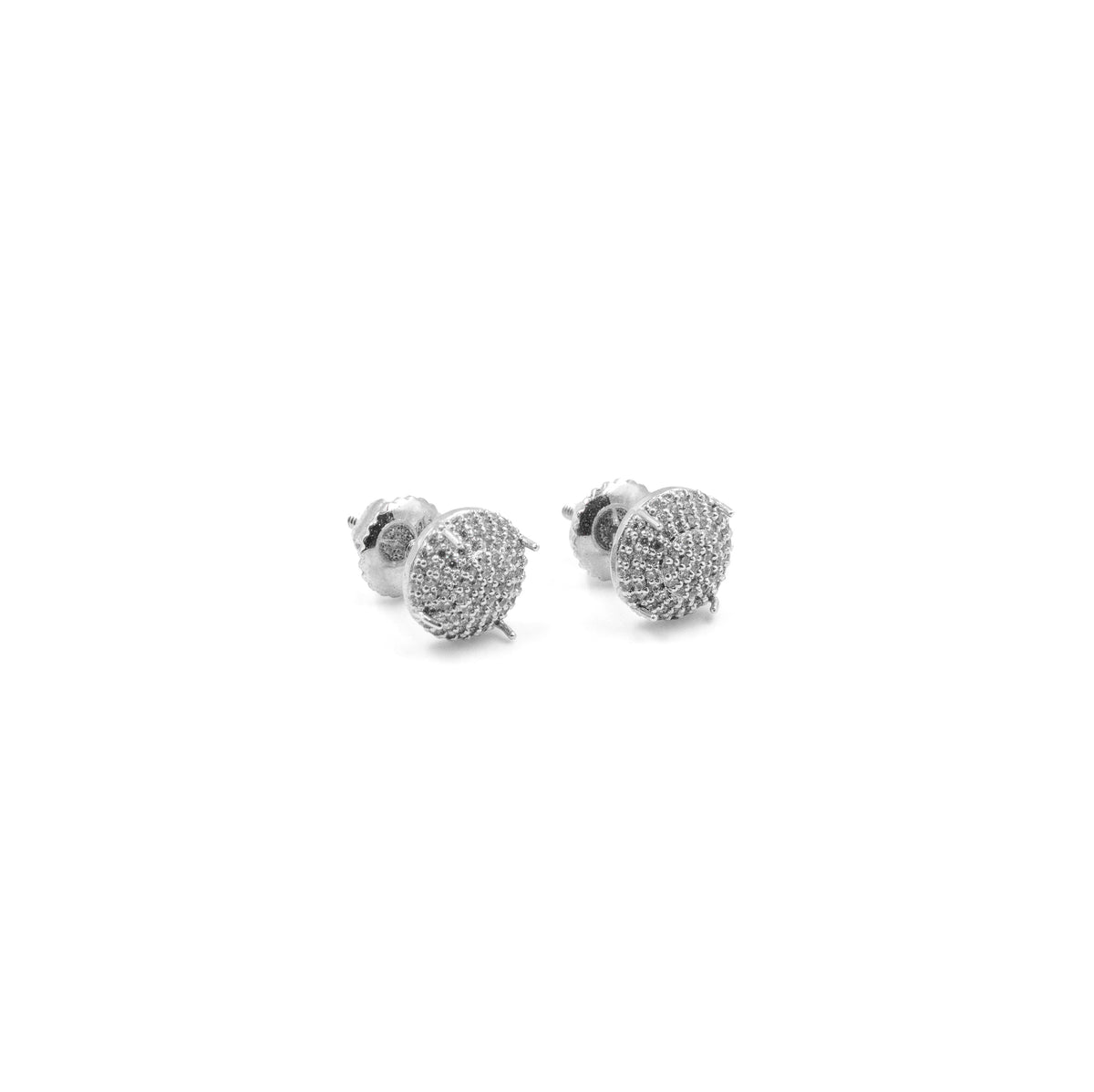 Elegant Round Dome Diamond Earrings in 925 silver, featuring a classic dome shape with sparkling diamonds, offering a timeless and sophisticated look.