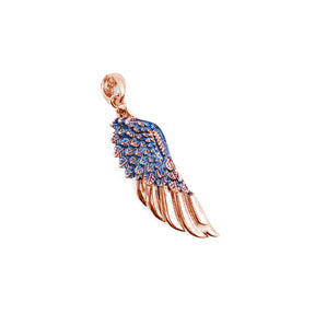 Chic Angel Wing Diamond Pendant in rose gold, adorned with shimmering diamonds, a fashionable and meaningful jewelry piece perfect for any occasion.