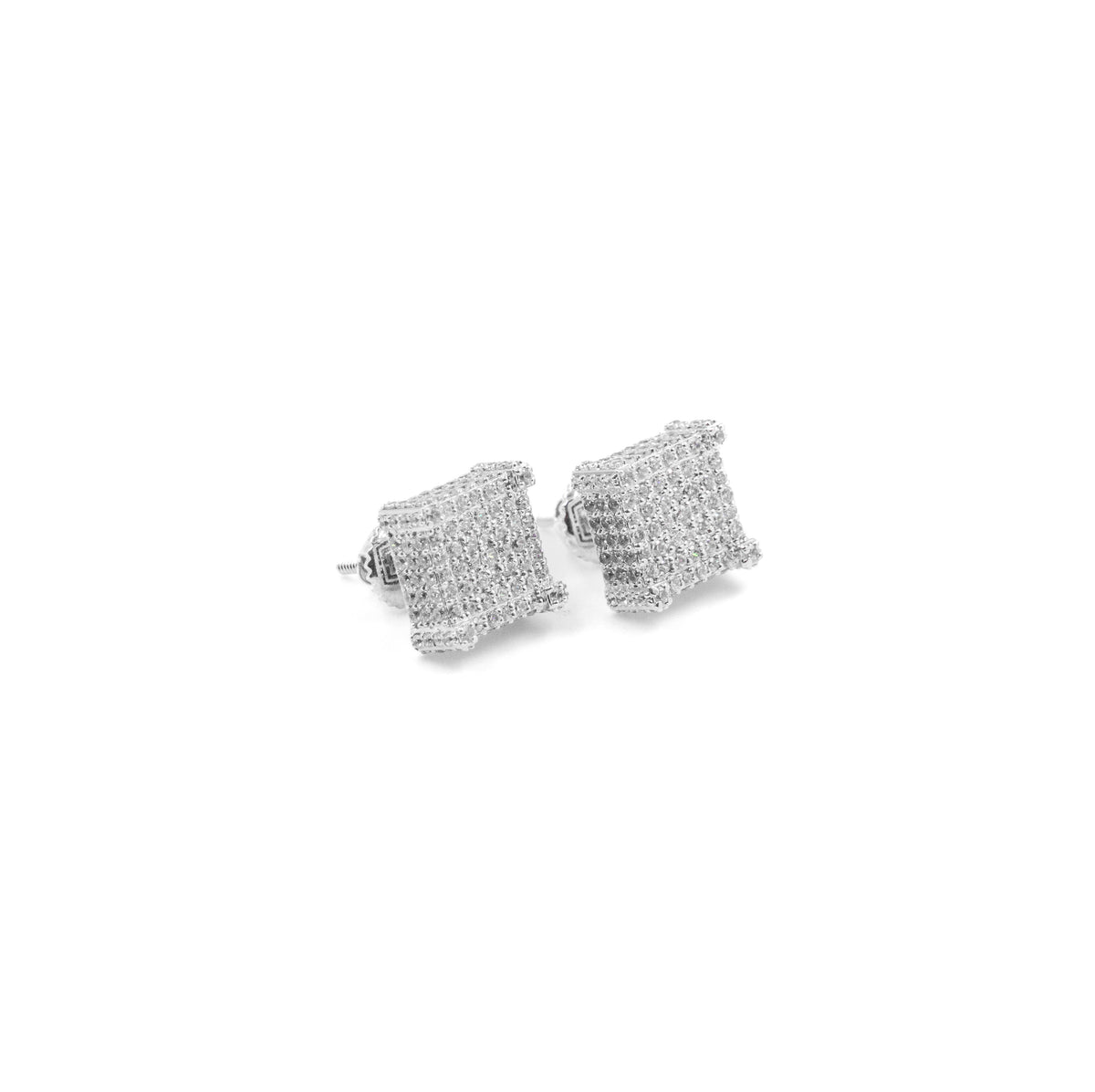 Elegant Big Square Diamond Earrings in 925 silver, featuring bold square diamond settings with a striking design, a luxurious fine jewelry accessory.