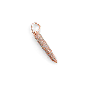 Chic Bullet Diamond Pendant in rose gold, blending contemporary design with radiant diamonds, an exquisite piece of modern jewelry."