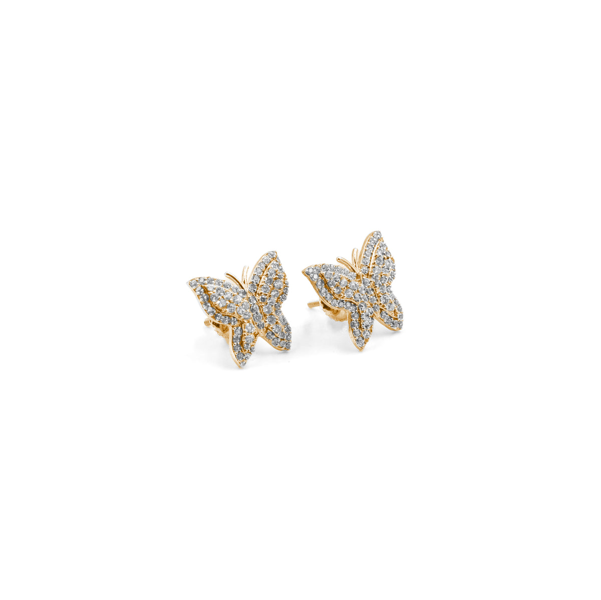 Luxurious Butterfly Diamond Earrings in gold, showcasing a delicate butterfly shape with dazzling diamonds, perfect for those who love fine jewelry with a graceful touch.