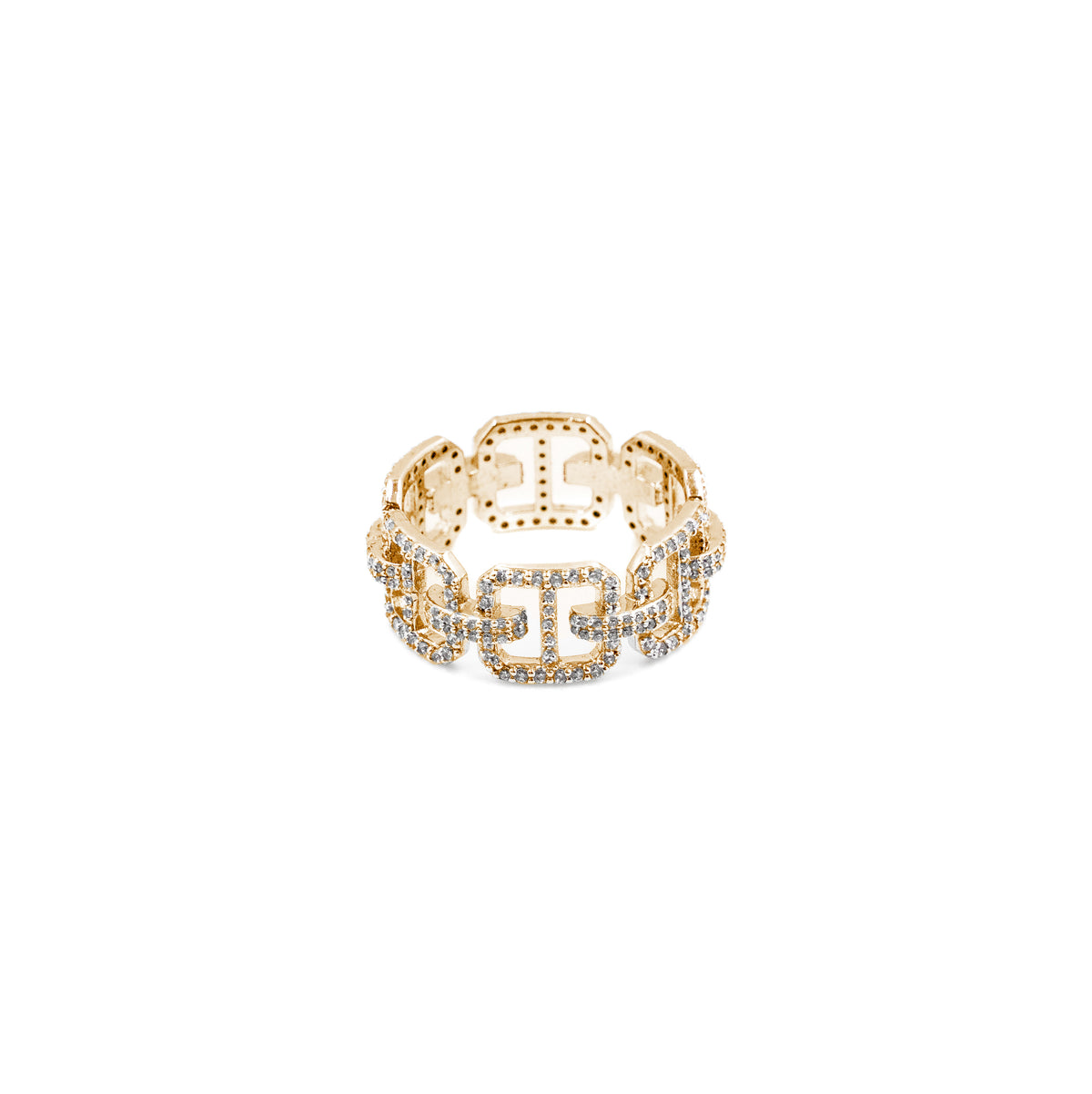 Luxurious Chain Link Band Diamond Ring in gold, adorned with brilliant diamonds, a timeless piece of fine jewelry for any occasion.