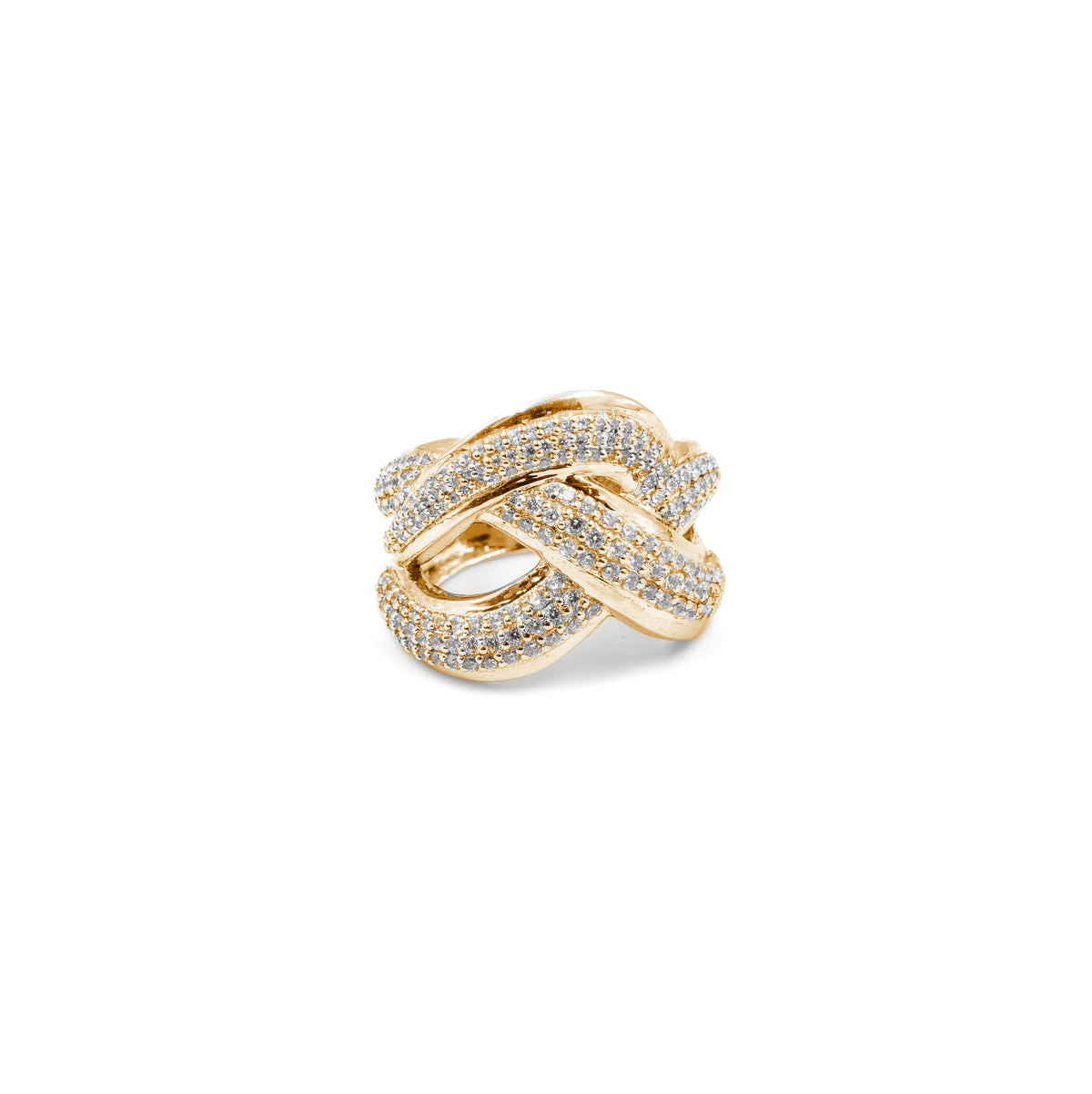 Sophisticated Criss Cross Diamond Ring in gold, showcasing a timeless design with brilliant diamonds, perfect for luxury fine jewelry lovers.