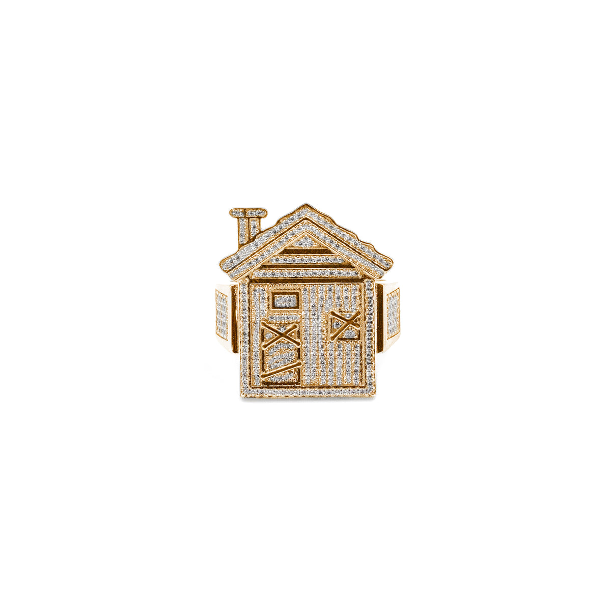 Luxurious Derelict House Diamond Ring in gold, showcasing a detailed design with radiant diamonds, perfect for fine jewelry enthusiasts.