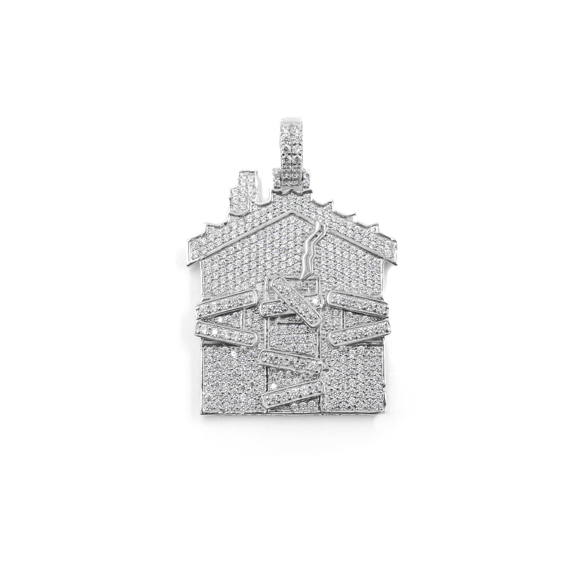 Unique Derelict House Diamond Pendant in 925 silver, featuring a creative house design with shimmering diamond details, a symbol of artistry and elegance.