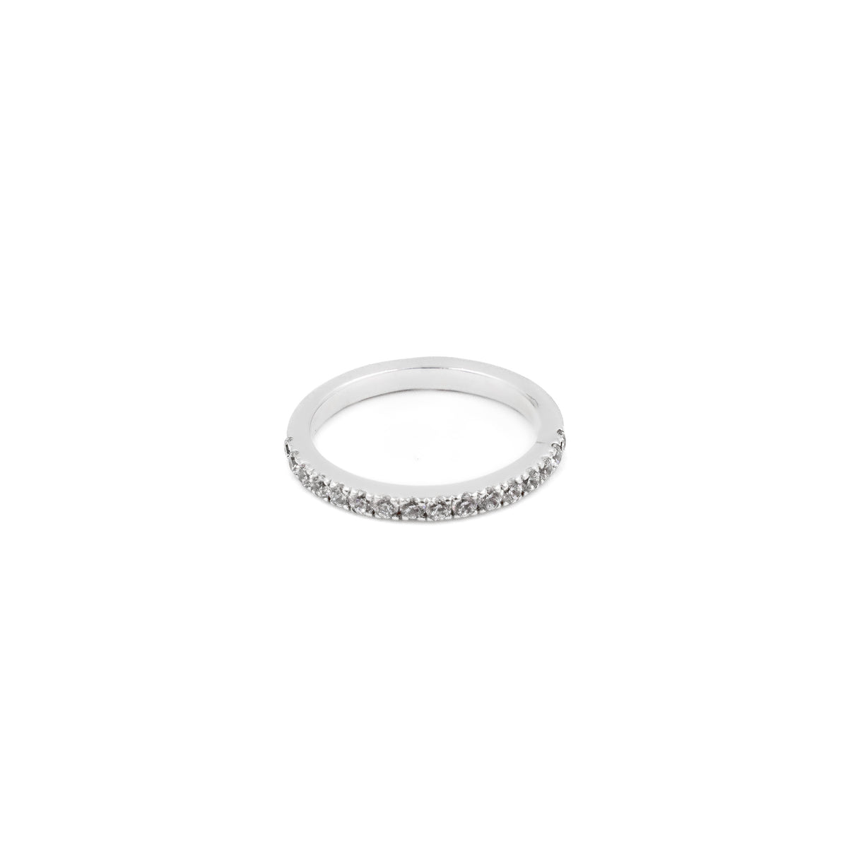 "Elegant Eternity Band Diamond Ring in 925 silver, featuring a continuous row of sparkling diamonds, a timeless fine jewelry piece."