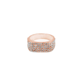 Chic Five Row Rectangle Diamond Ring in rose gold, blending modern elegance with dazzling diamonds, a standout fine jewelry piece.