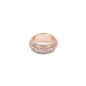 Chic Five Row Rectangle Diamond Ring in rose gold, blending modern elegance with dazzling diamonds, a standout fine jewelry piece.