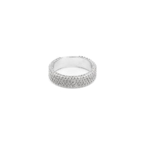 Elegant Five Row Round Band Diamond Ring in 925 silver, featuring a stunning row design with sparkling diamonds, a timeless fine jewelry piece.