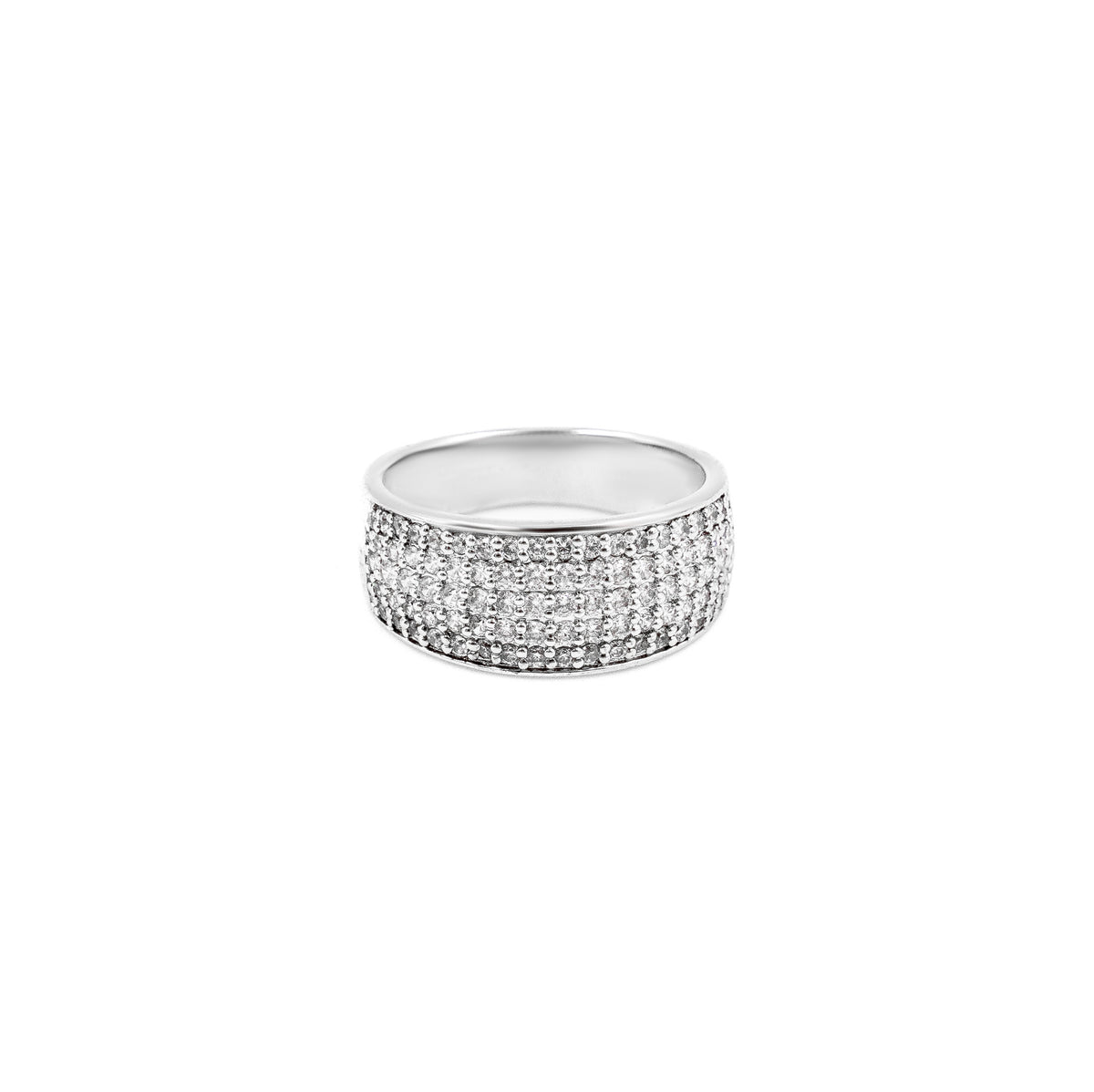 "Elegant Four Row Diamond Ring in 925 silver, featuring a bold design with sparkling diamonds, perfect for fine jewelry enthusiasts."