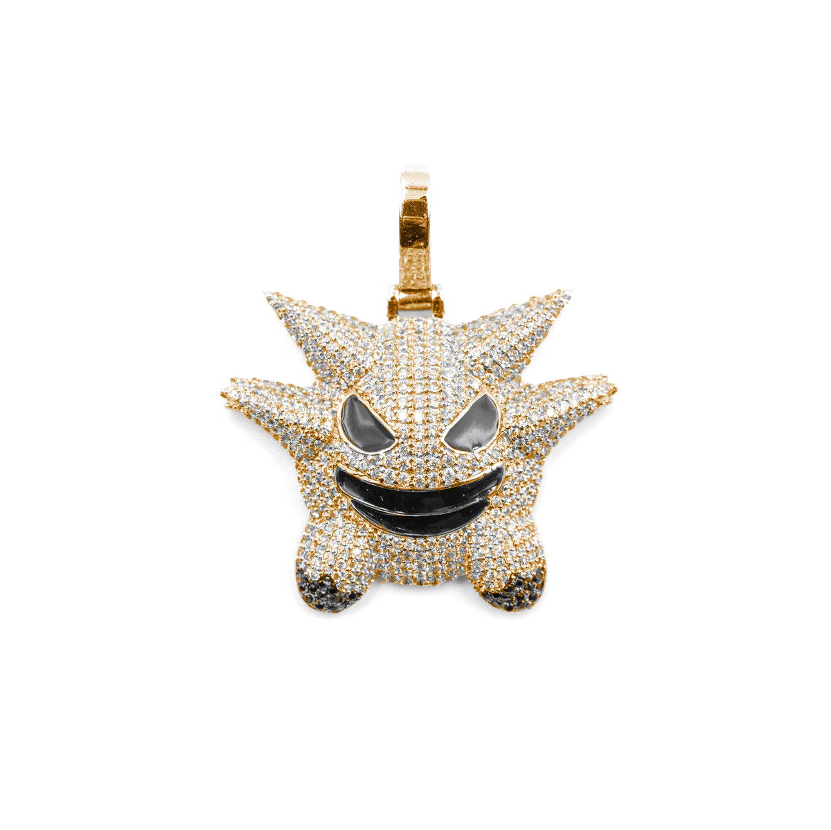 Bold Gengar Diamond Pendant in gold, crafted with intricate detailing and radiant diamonds, a standout addition to any jewelry collection.