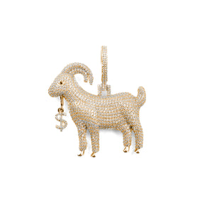 Elegant GOAT Pendant in gold with radiant diamond accents, celebrating the spirit of excellence and individuality.