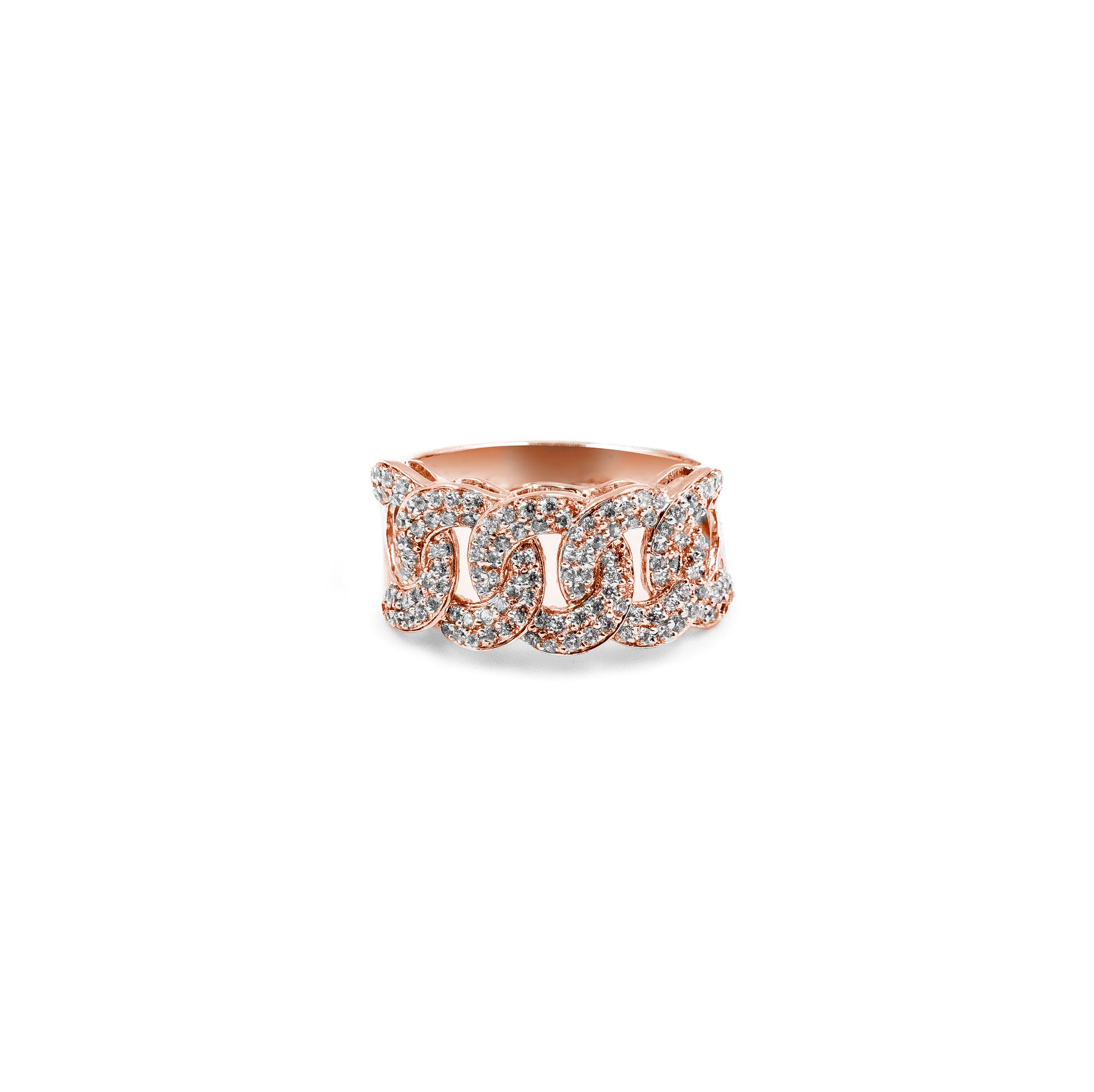 Chic Half Cuban Diamond Ring in rose gold, blending contemporary design with dazzling diamonds, perfect for fine jewelry lovers.