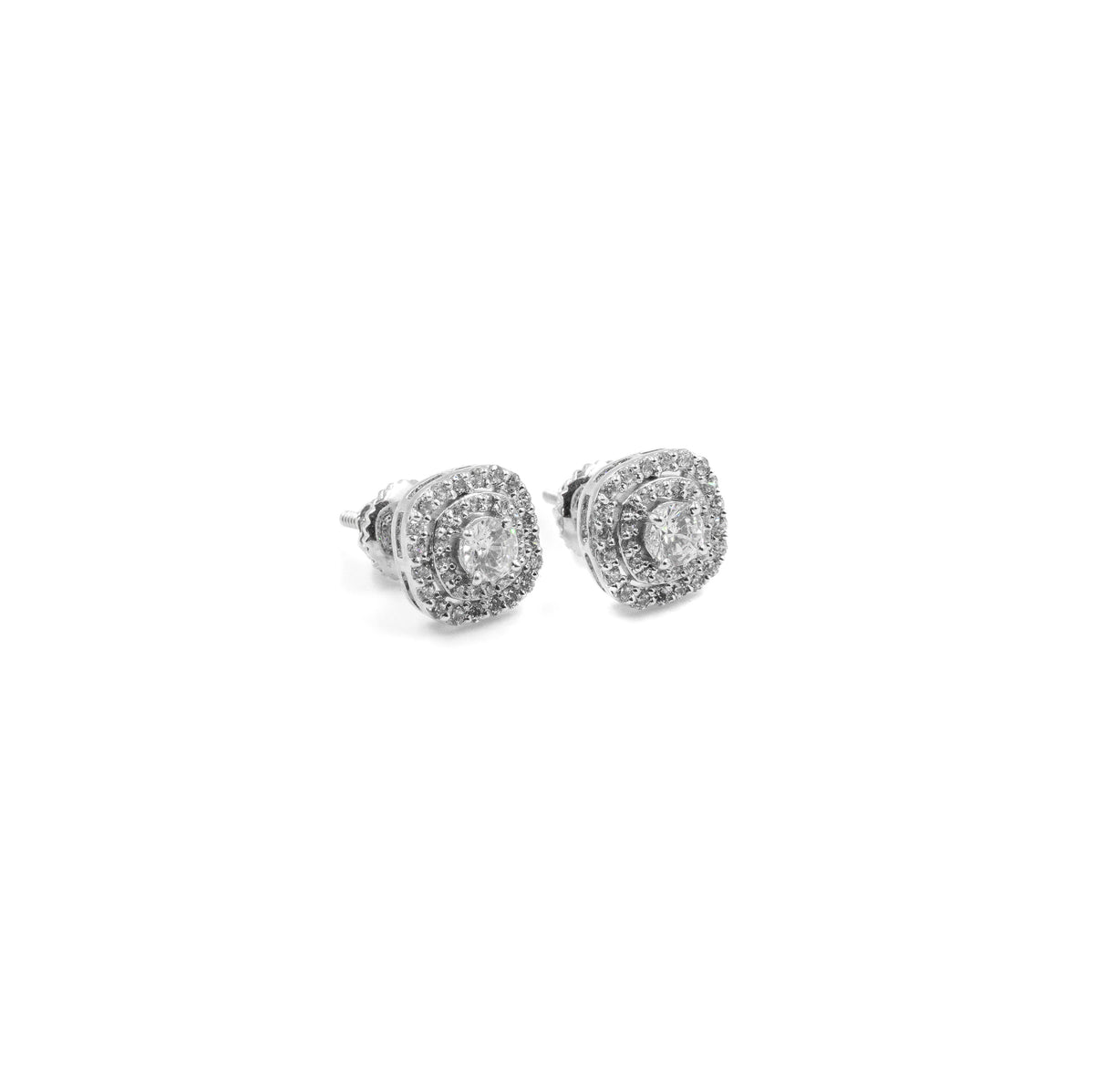 Elegant Halo Diamond Earrings in 925 silver, featuring dazzling diamonds encircled by a delicate halo design, perfect for a timeless and sophisticated look.