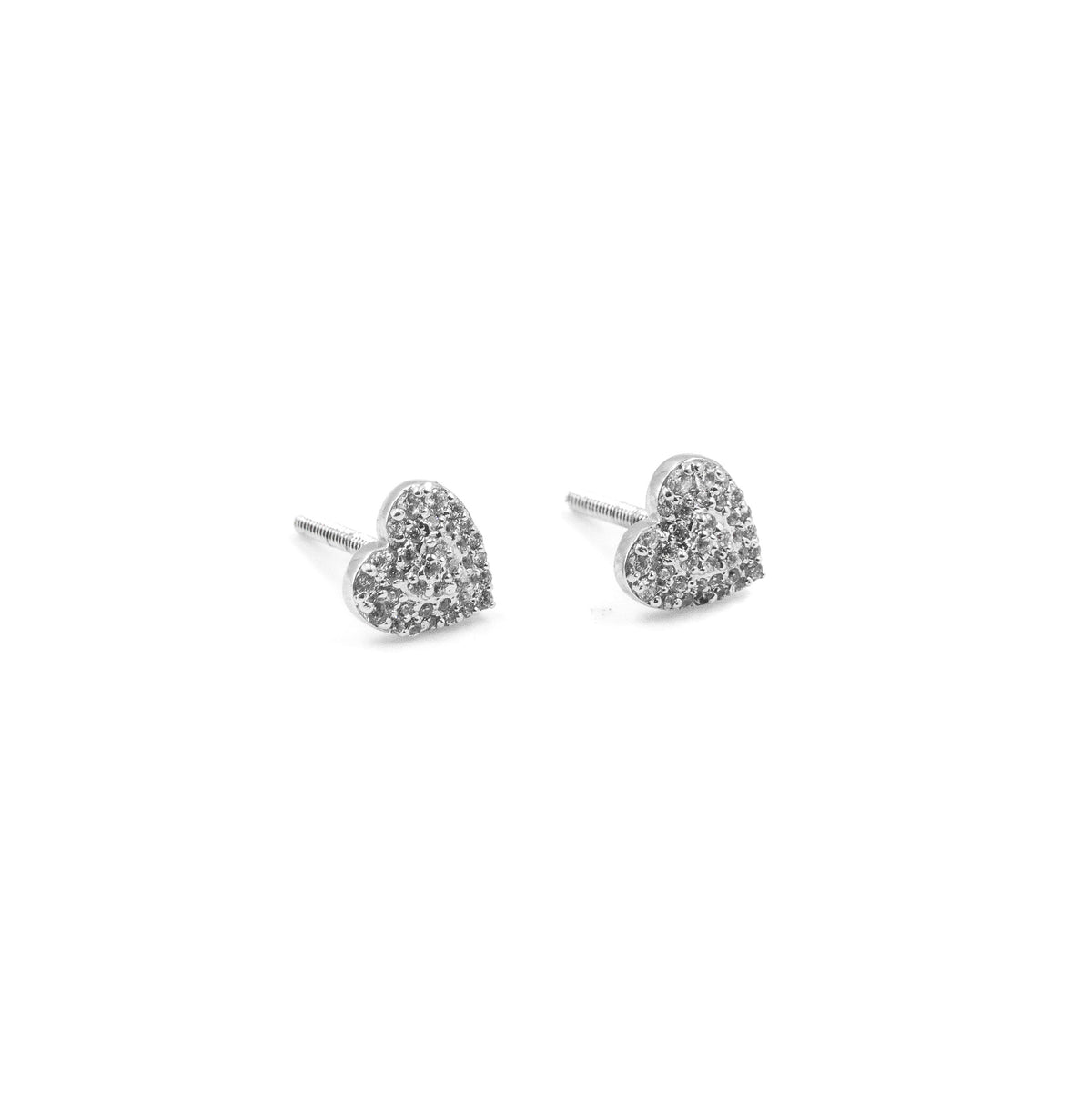 "Elegant Heart Diamond Earrings in 925 silver, featuring a charming heart shape with sparkling diamonds, perfect for a timeless and romantic look."