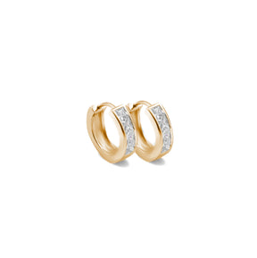 Luxurious Hoop Diamond Earrings in gold, showcasing radiant diamonds around the hoop, ideal for an elegant and sophisticated style.