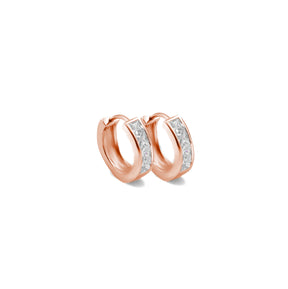 Chic Hoop Diamond Earrings in rose gold, featuring shimmering diamonds encircling the hoop for a modern and stylish touch.