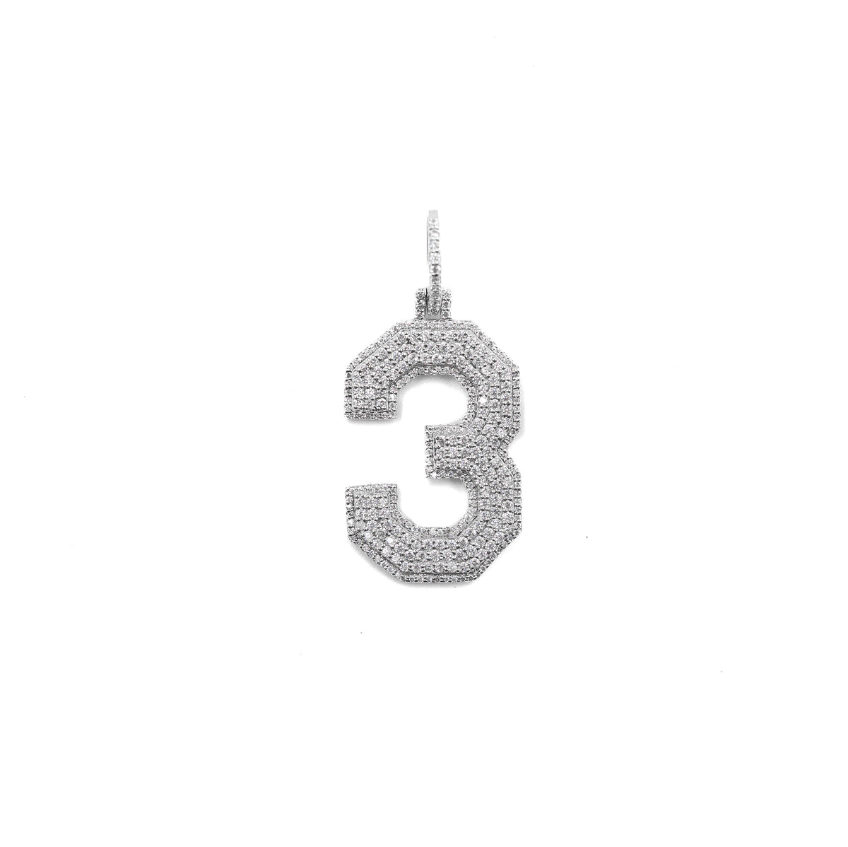 Stylish Jersey Number Pendant in 925 silver, adorned with sparkling diamonds, offering a personal touch for sports enthusiasts.