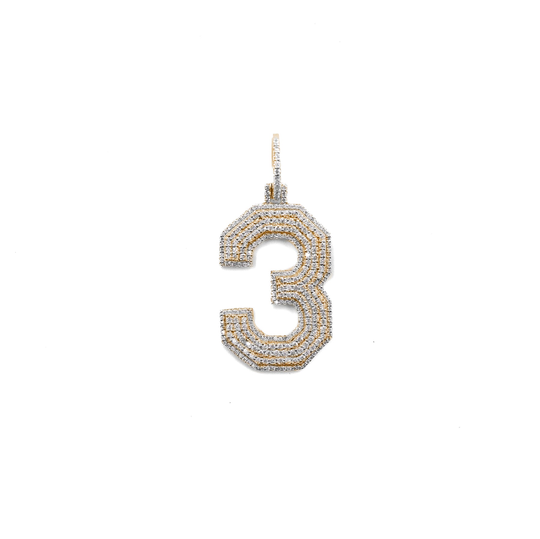 Elegant Jersey Number Pendant in gold, featuring brilliant diamonds, perfect for a sports-inspired luxury accessory.