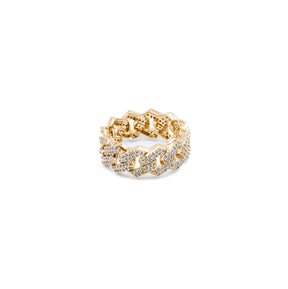 Luxurious Miami Cuban Band Diamond Ring in gold, combining the iconic Cuban link design with radiant diamonds, ideal for fine jewelry collectors.