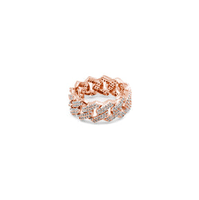 Chic Miami Cuban Band Diamond Ring in rose gold, blending modern elegance with dazzling diamonds, a standout fine jewelry piece.