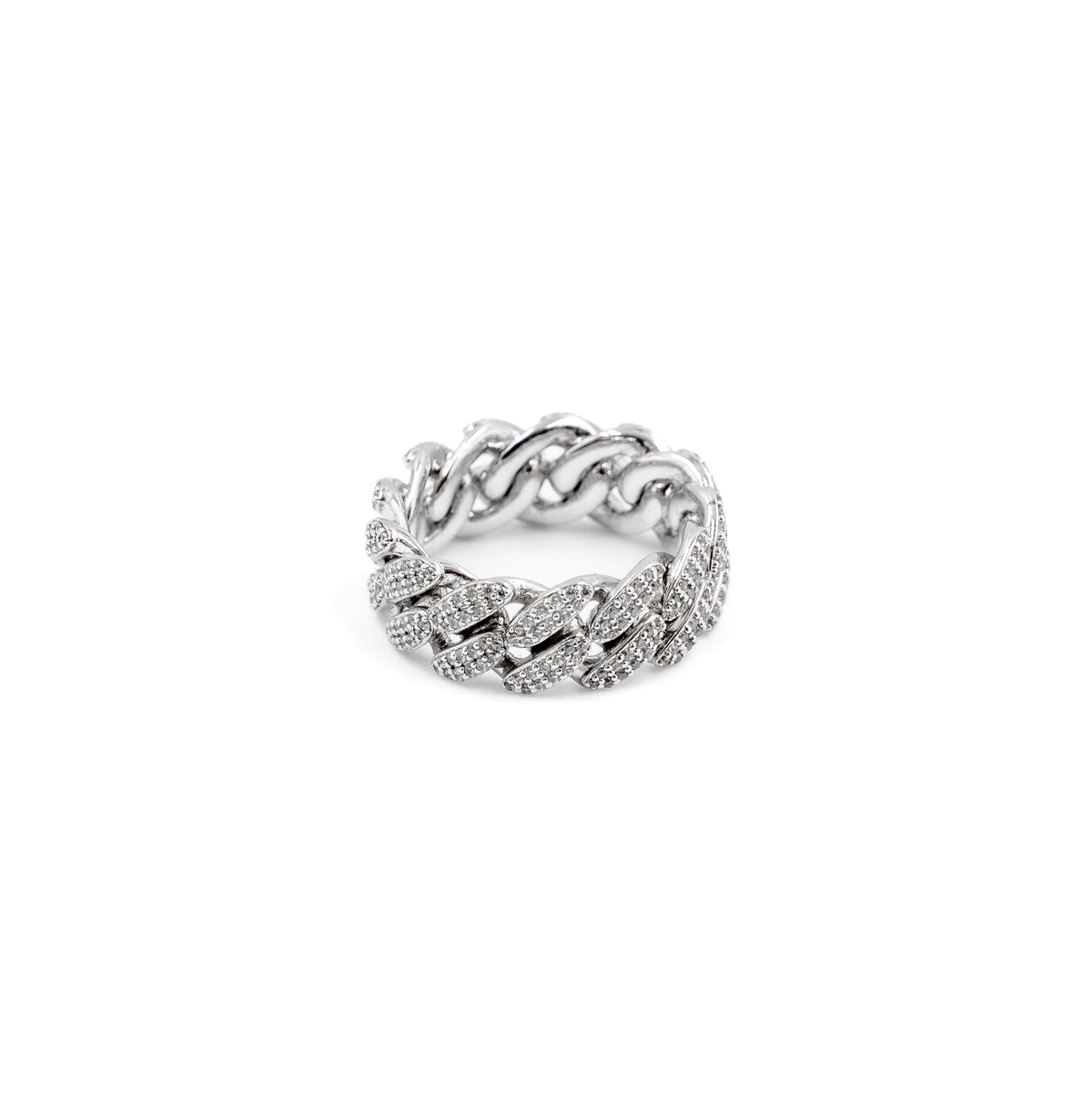 Sophisticated Miami Diamond Band Ring in 925 silver, featuring a sleek band design with brilliant diamonds, a timeless piece of fine jewelry.