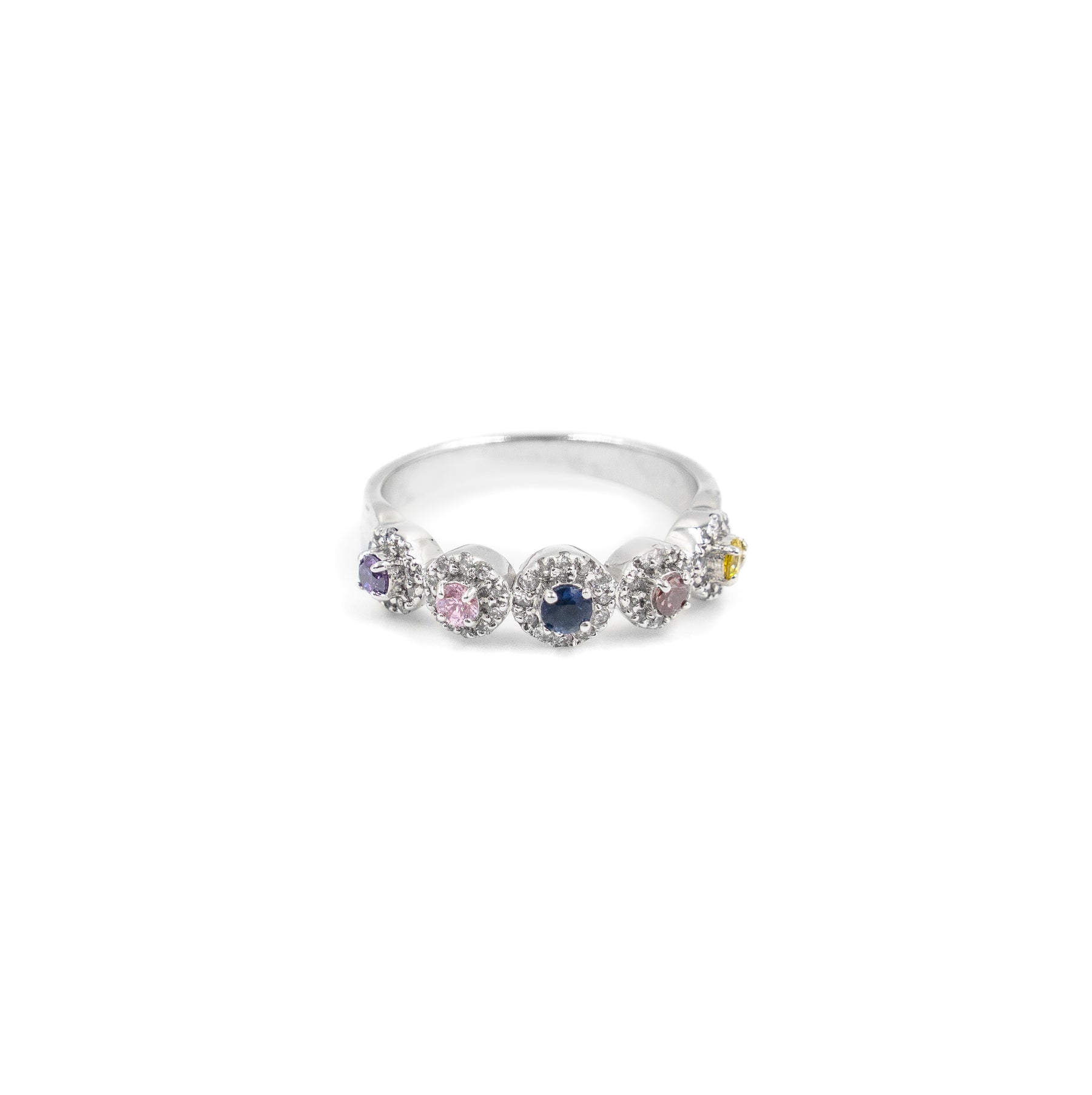 Stunning Multicolor Diamond Ring in 925 silver, featuring a vibrant design with a mix of colorful diamonds, a unique and luxurious fine jewelry piece.