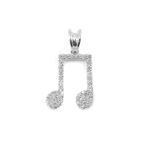 Elegant Musical Note Pendant in 925 silver, featuring dazzling diamonds, a perfect symbol of music and luxury.