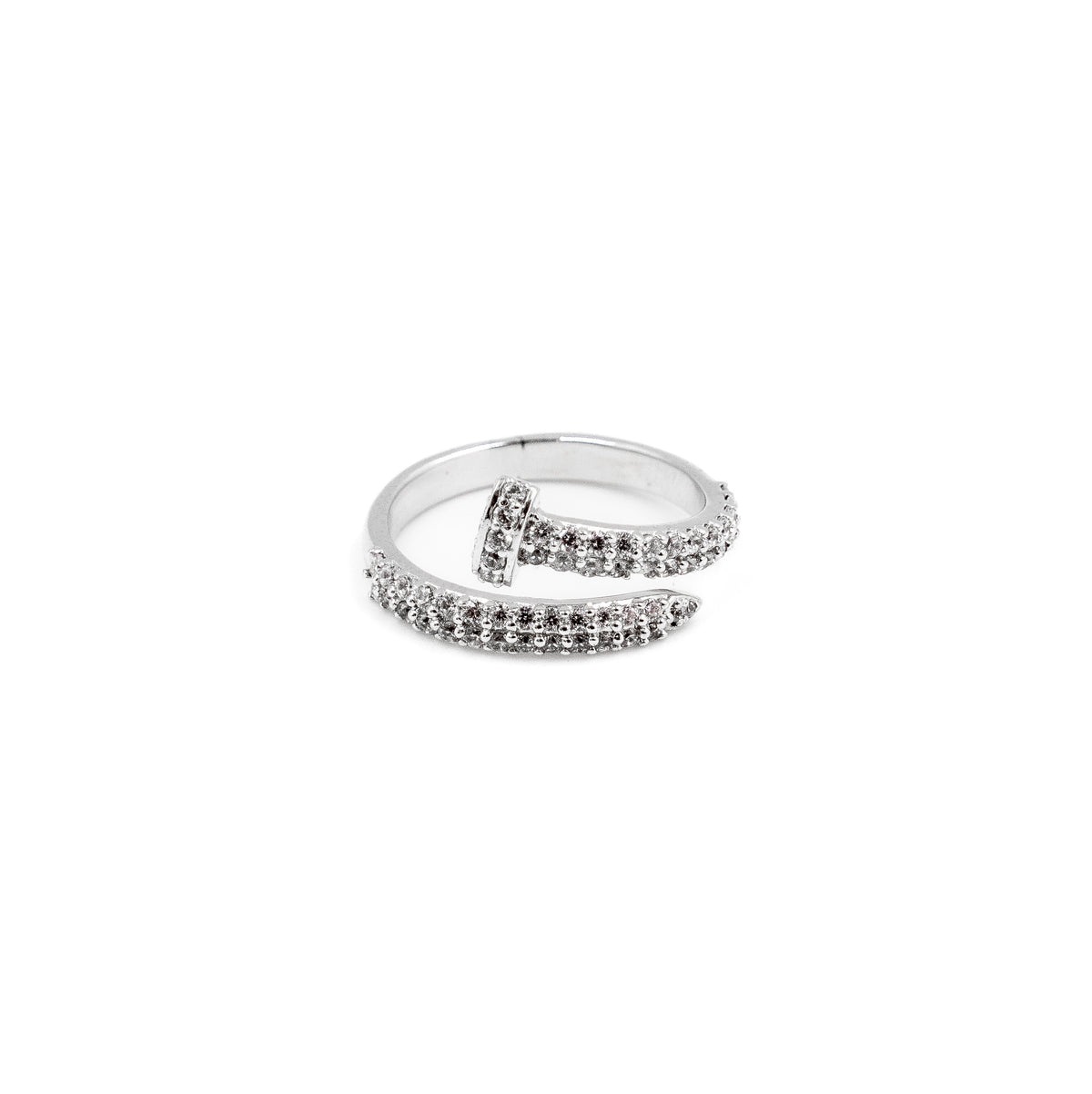 Stylish Nailed It Diamond Ring in 925 silver, featuring a unique and modern design with sparkling diamonds, a bold fine jewelry piece.