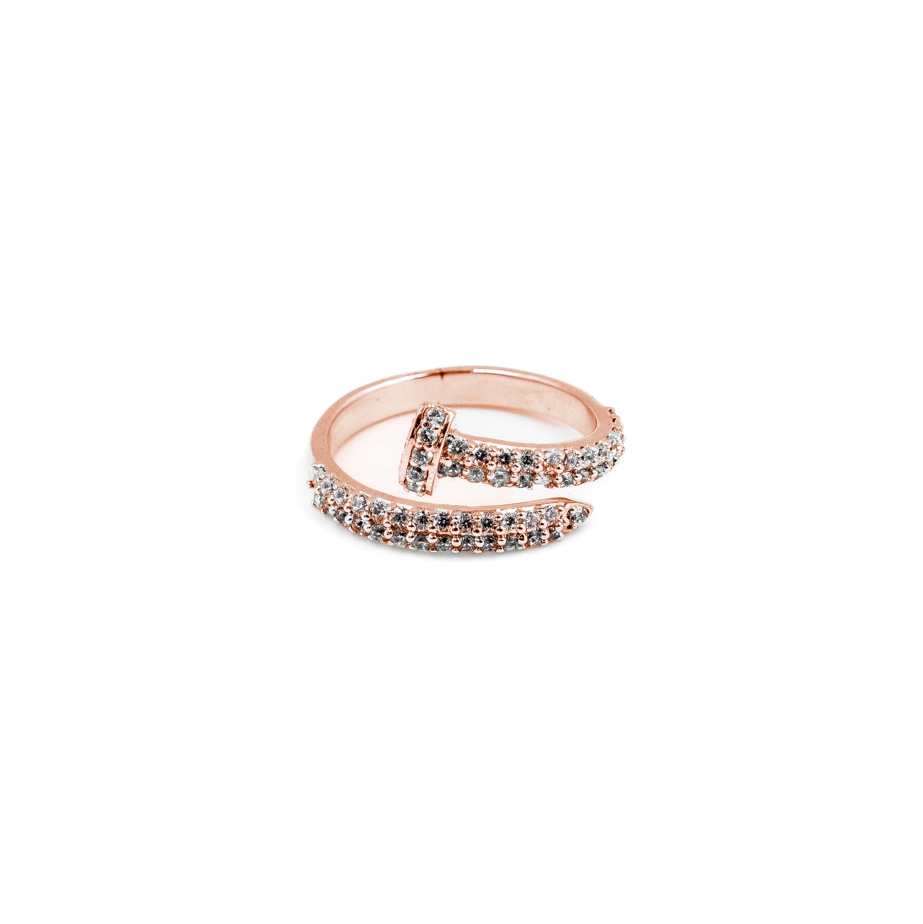 Chic Nailed It Diamond Ring in rose gold, combining unique design elements with dazzling diamonds, ideal for fine jewelry enthusiasts.