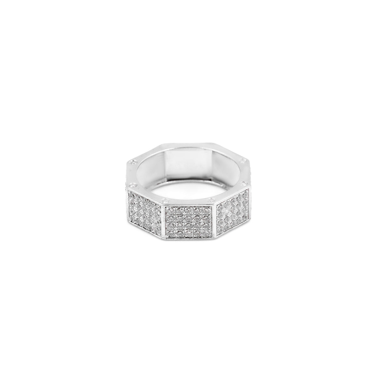 Elegant Octagon Diamond Band in 925 silver, featuring a sleek octagon design with brilliant diamonds, a timeless fine jewelry piece.