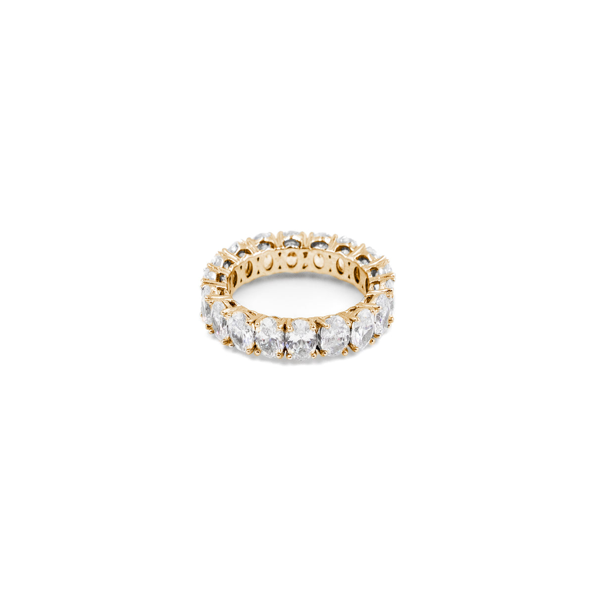 Elegant Oval Eternity Band in gold, showcasing a continuous circle of oval diamonds, a luxurious fine jewelry ring for those who appreciate refined design.