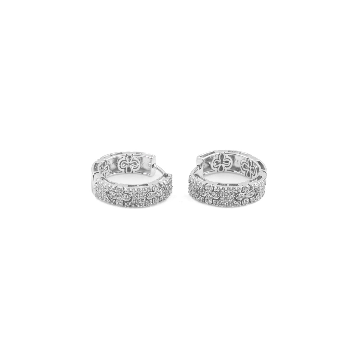 Elegant Paved Diamond Earrings in 925 silver, showcasing brilliant diamonds set in a paved design for a sophisticated and timeless look.