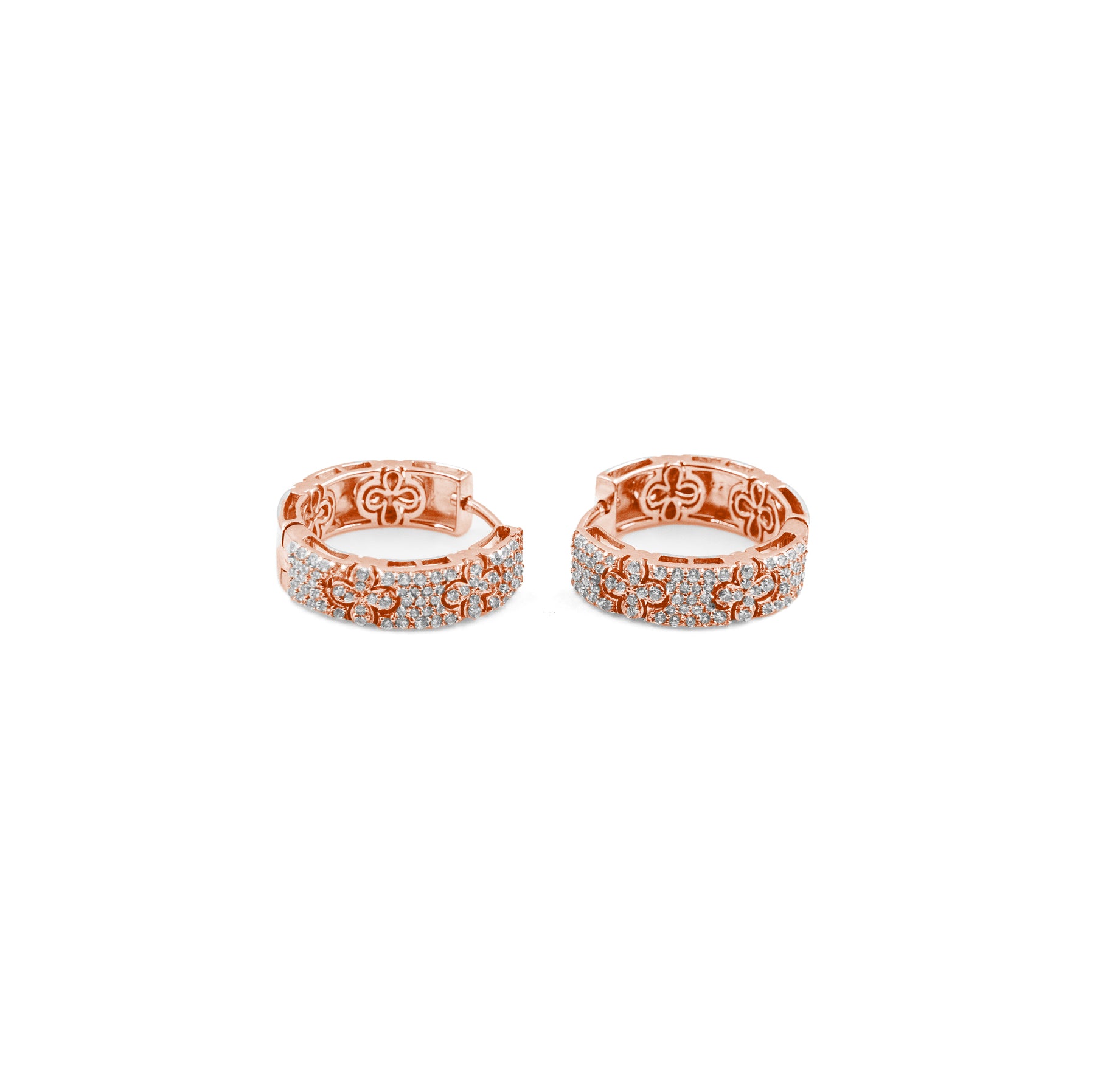 Chic Paved Diamond Earrings in rose gold, with sparkling diamonds set in a paved design, ideal for a modern and elegant touch.