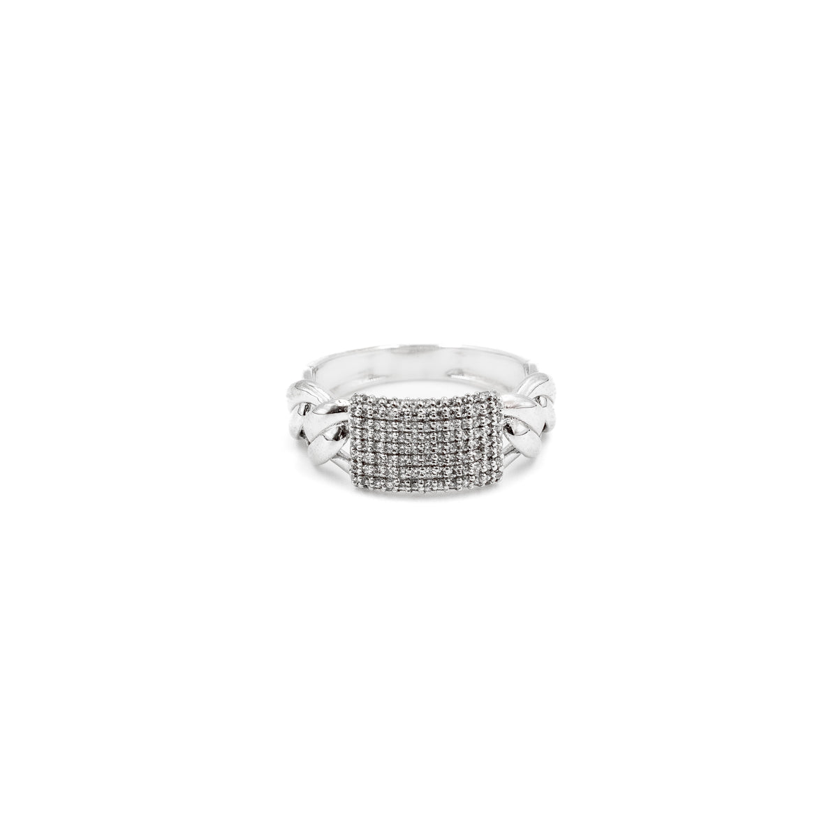 Elegant Plain Cuban Diamond Ring in 925 silver, featuring a bold Cuban chain design and sparkling diamonds, perfect for a statement-making look.