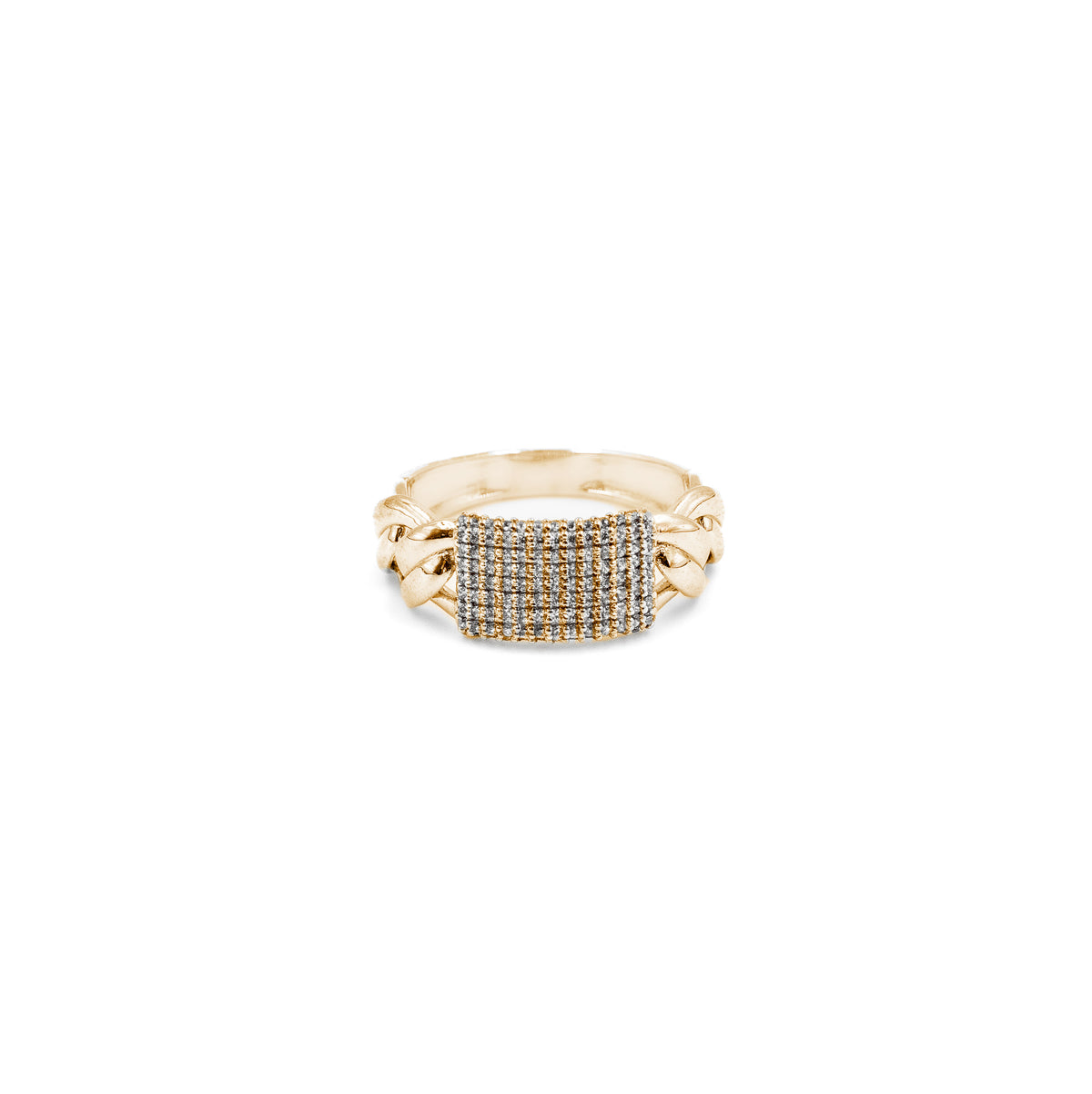 Luxurious Plain Cuban Diamond Ring in gold, combining the timeless Cuban chain design with radiant diamonds for a refined and modern appearance