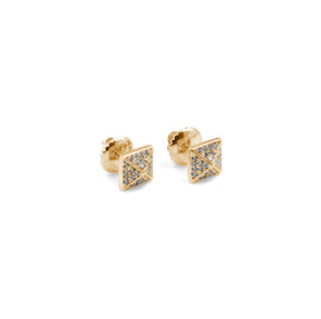 Luxurious Pyramid Diamond Earrings in gold, showcasing the dazzling diamonds in a distinctive pyramid shape, perfect for an elegant and contemporary style