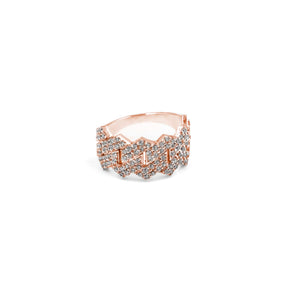 Chic Raised Miami Diamond Ring in rose gold, combining a raised design with brilliant diamonds, ideal for those who appreciate elegance and modern style.