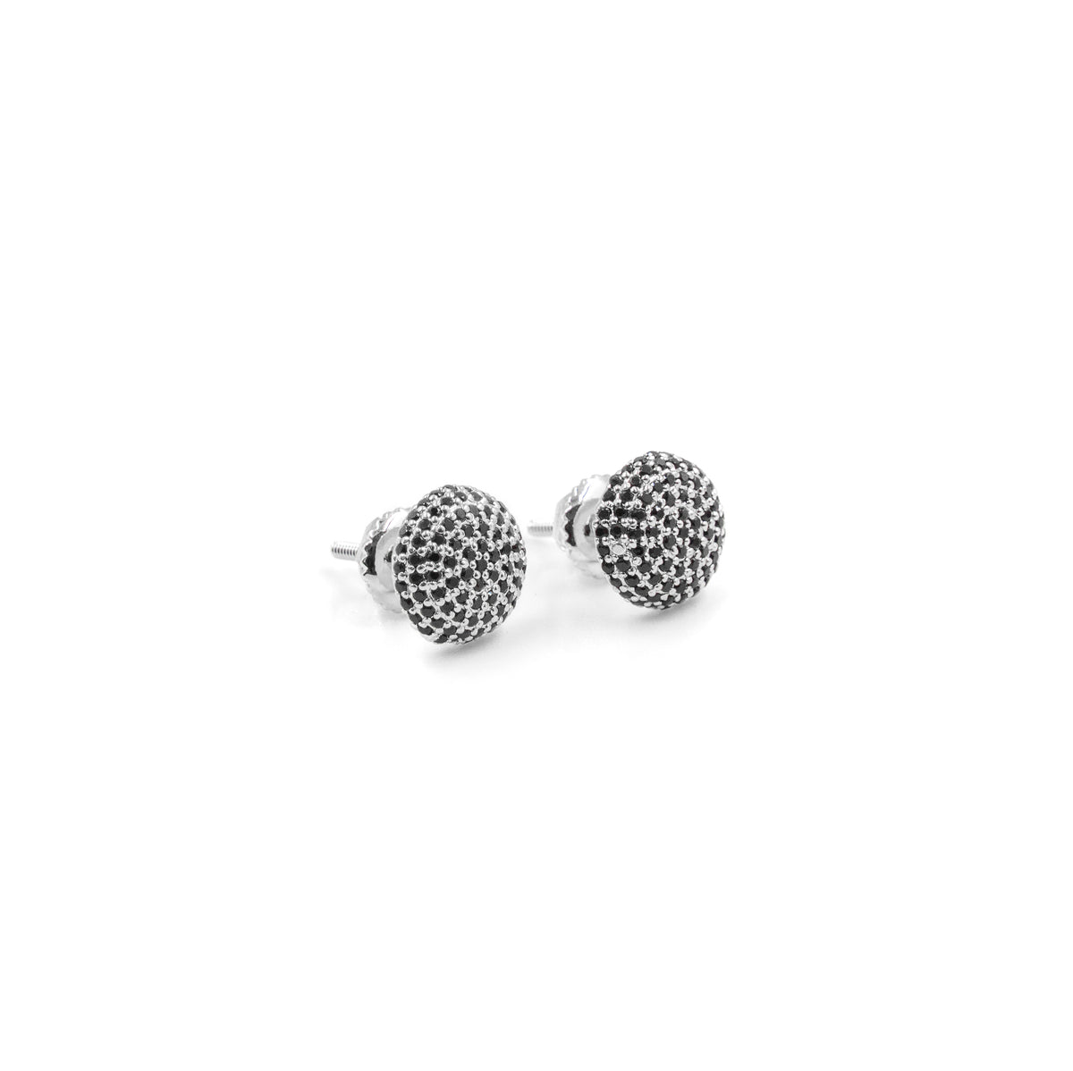 Elegant Round Black Diamond Earrings in 925 silver, featuring a sleek round design with deep black diamonds for a sophisticated and timeless look."