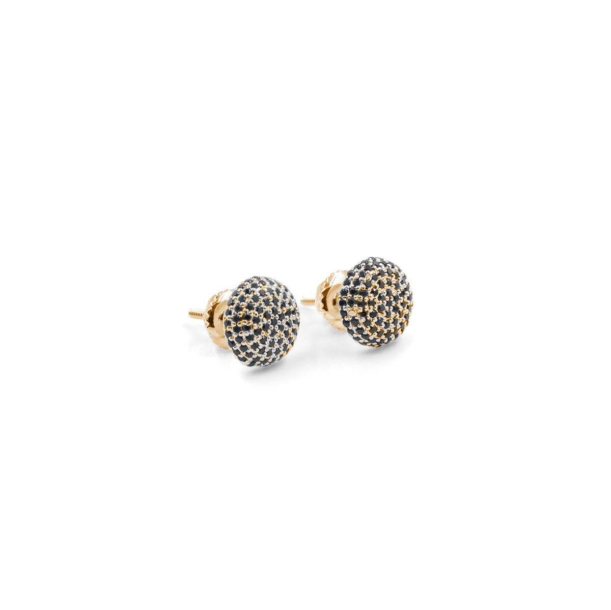 Luxurious Round Black Diamond Earrings in gold, showcasing radiant black diamonds set in a classic round design for an elegant touch.