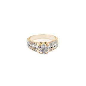 Luxurious Round Cluster 3 Row Diamond Ring in gold, showcasing a dazzling cluster of diamonds across three rows, ideal for those who appreciate bold, fine jewelry."