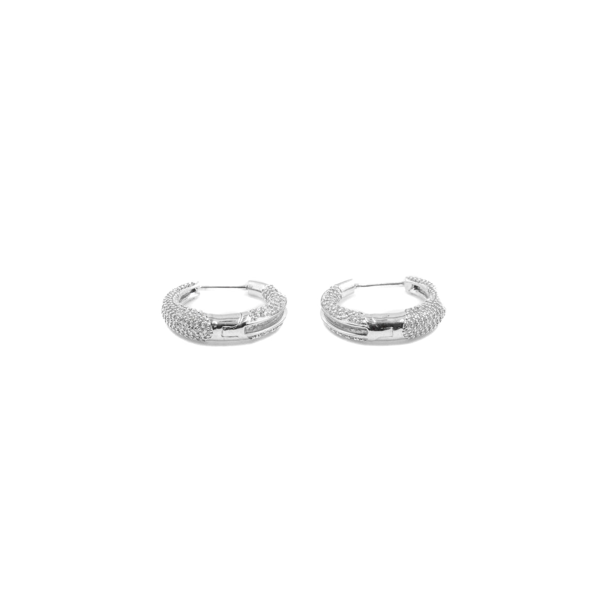 Elegant Round Hoop Diamond Earrings in 925 silver, featuring a classic hoop design with brilliant diamonds, perfect for a timeless and sophisticated look.