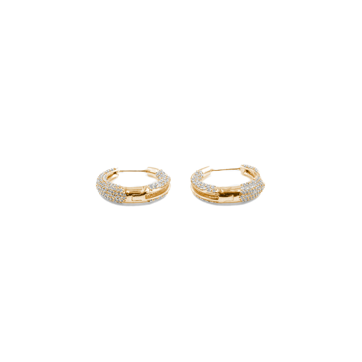 Luxurious Round Hoop Diamond Earrings in gold, showcasing radiant diamonds set in a sleek hoop design, ideal for a chic and glamorous style.