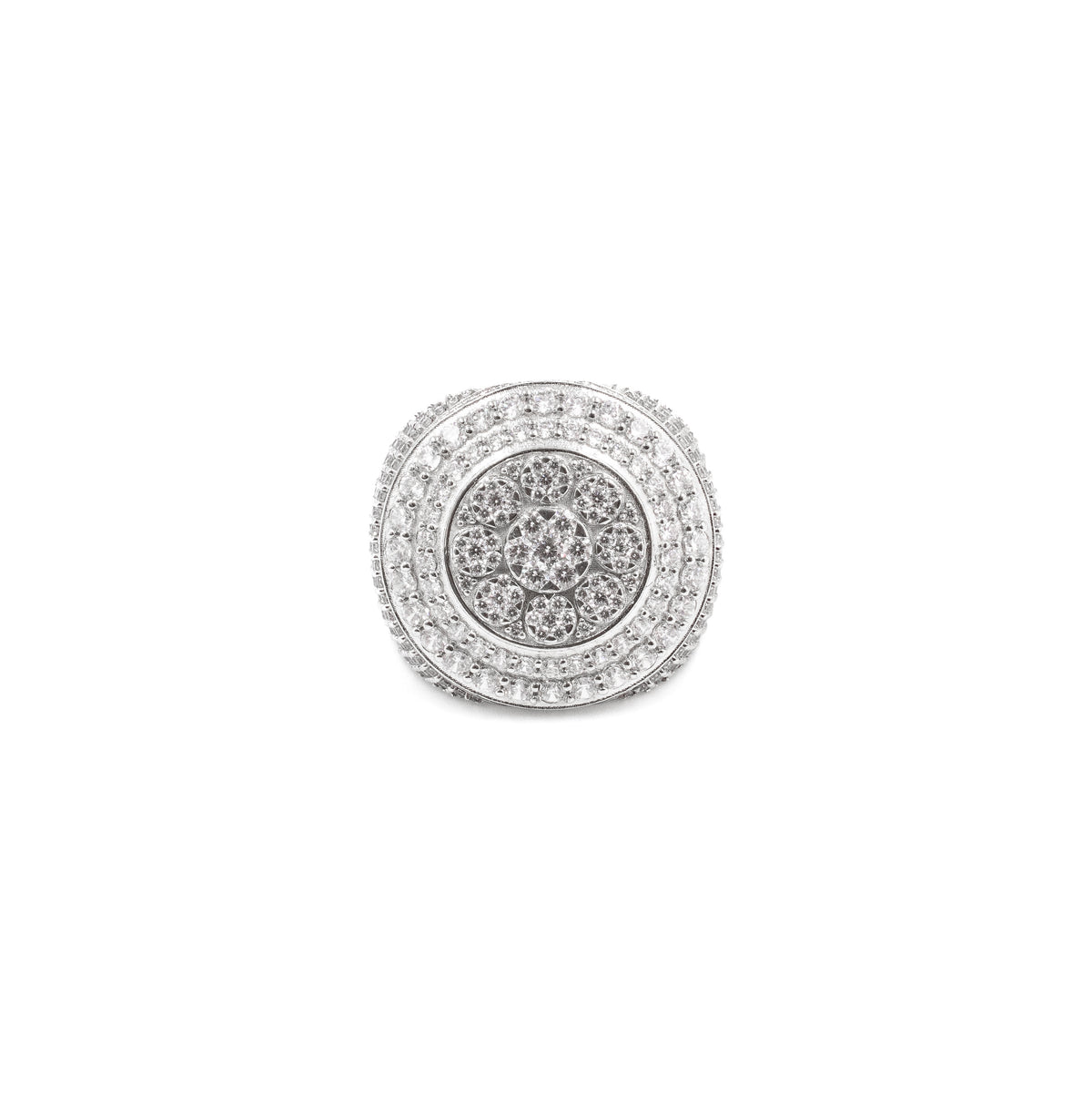 Elegant Round Signet Dome Diamond Ring in 925 silver, featuring a sleek dome design adorned with sparkling diamonds, perfect for a bold and sophisticated look."