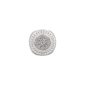 Elegant Round Signet Dome Diamond Ring in 925 silver, featuring a sleek dome design adorned with sparkling diamonds, perfect for a bold and sophisticated look."